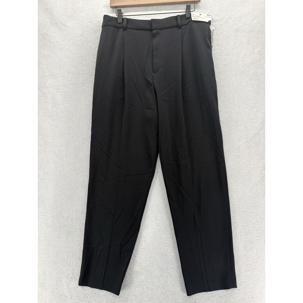 Uniqlo Drape Tapered Ankle Length Pants Womens XL Black Stretch Elastic Waist